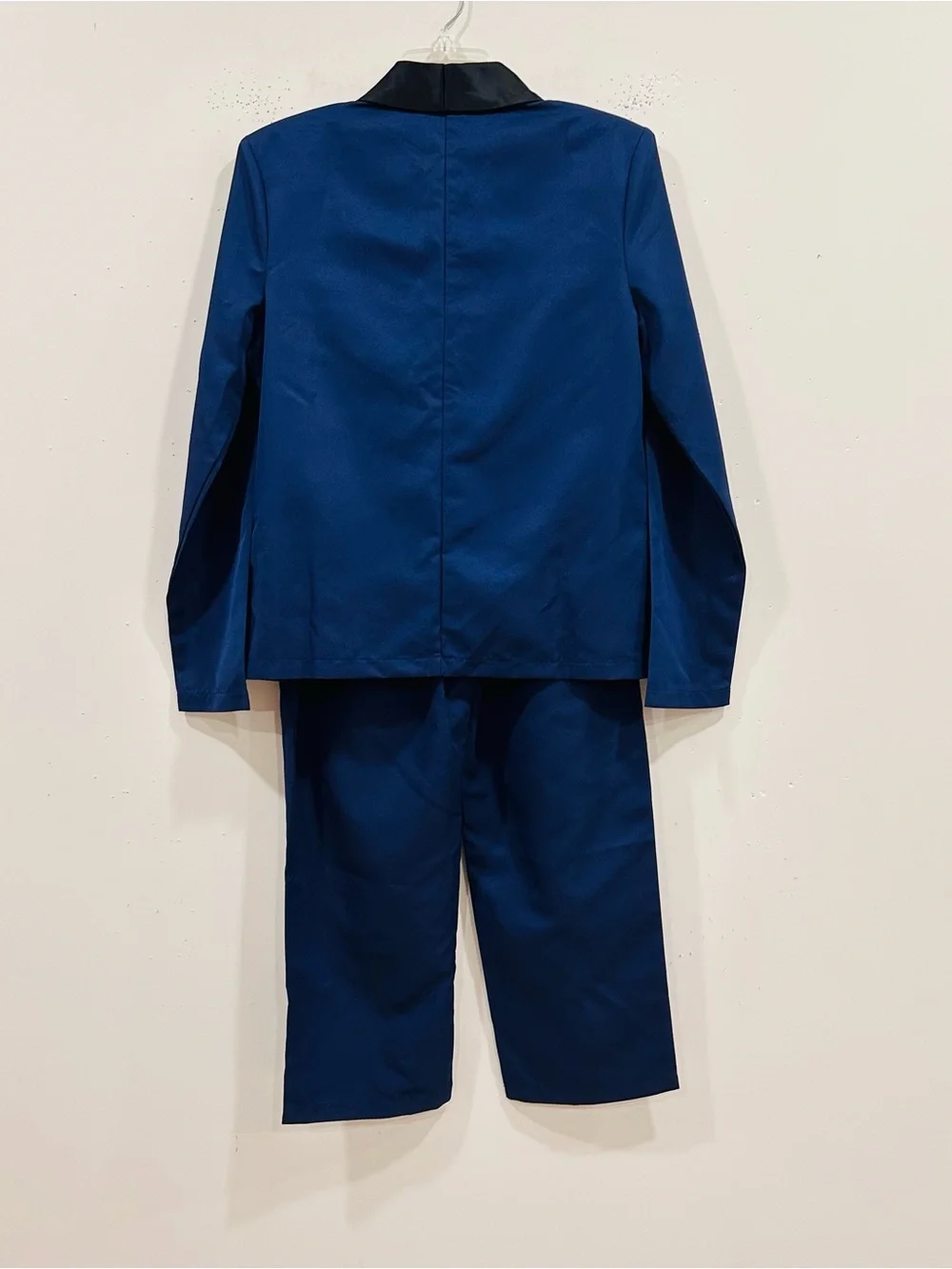 SHEIN Boys 2-Piece Tuxedo Suit Indigo Blue Black Shawl Lapel Size 15 Y